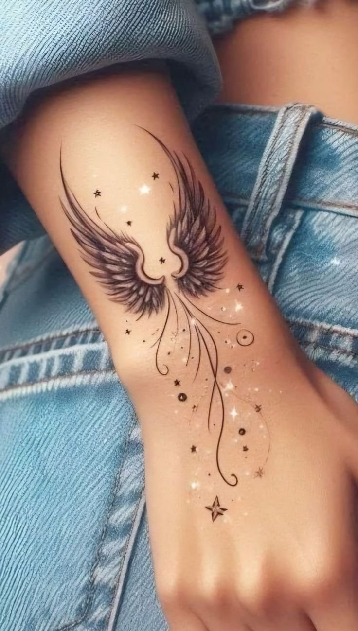wings tattoo for wrist