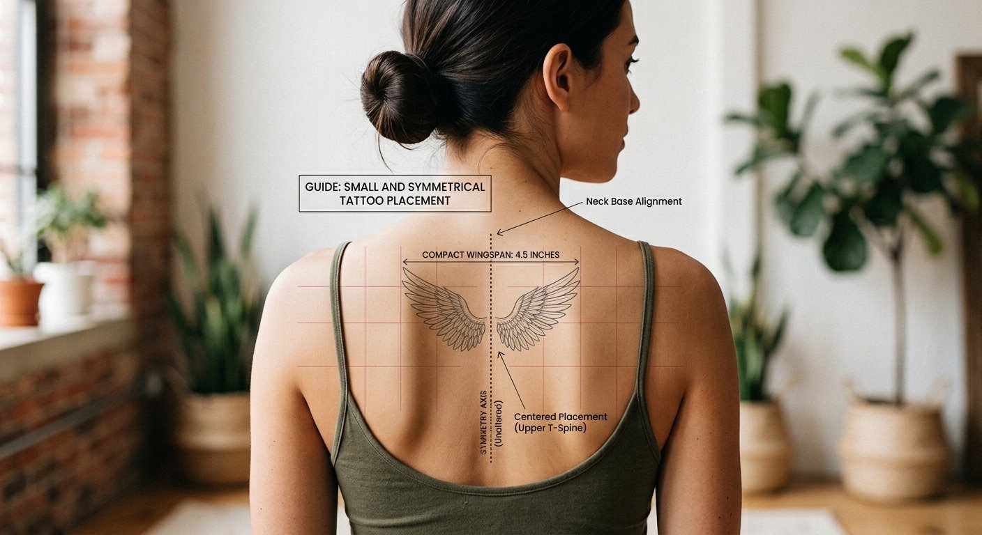 shoulder blade angel wings tattoo placement diagram on back