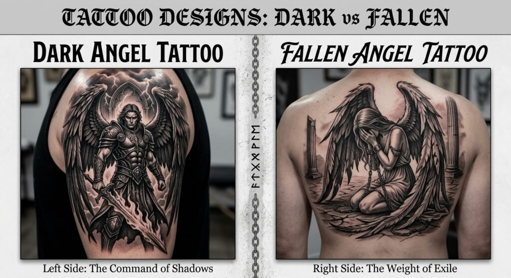 Dark Angel Tattoo Designs vs. Fallen Angel Tattoo
