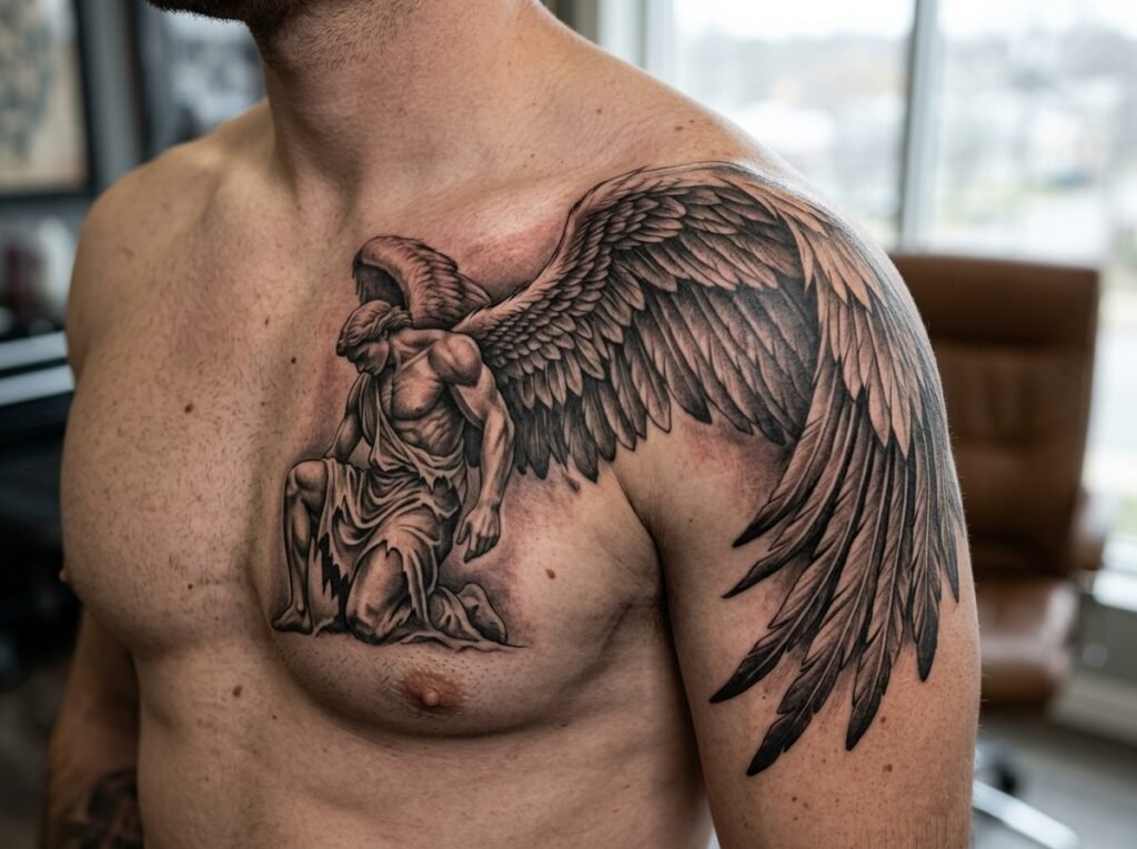Chest-to-shoulder wingspan piece
