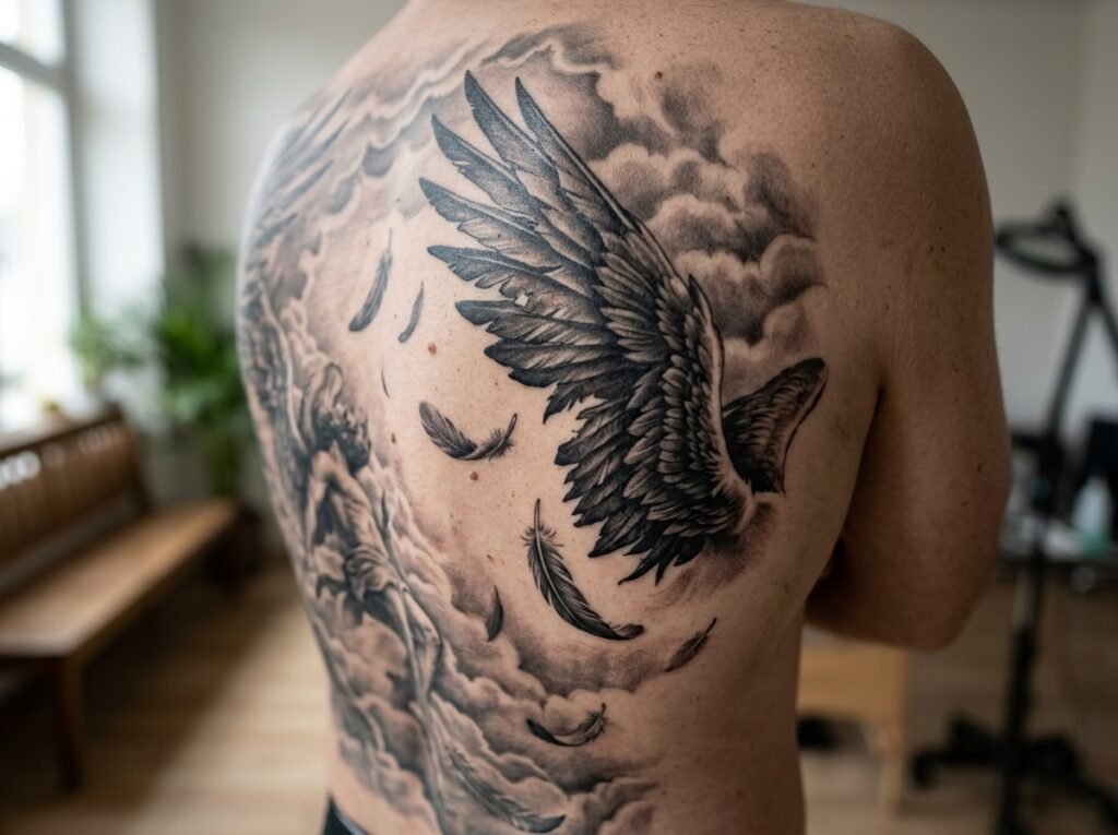 Back-piece Lucifer descent fallen angel